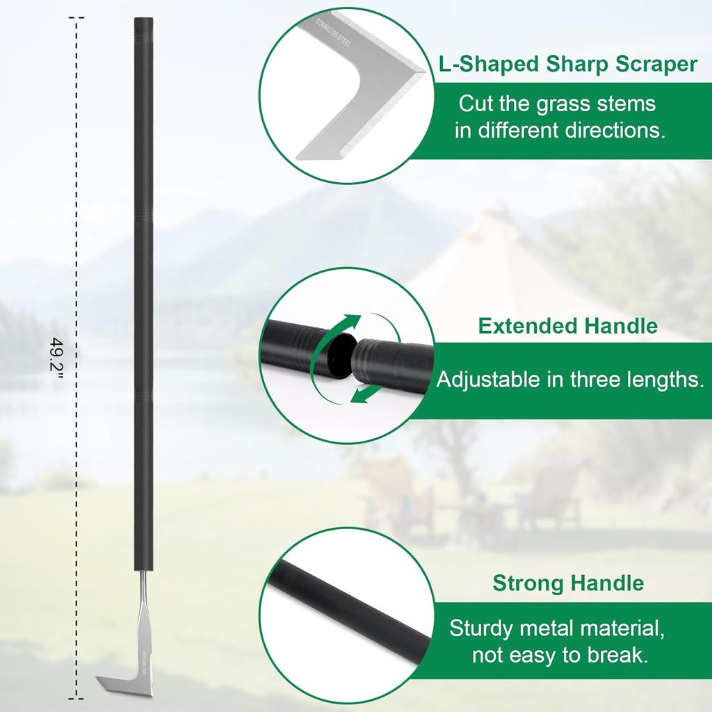 49.2” Long Handle Crack Weeder, 3 Adjustable Length Crevice Weeding Tool Manual Weeder Puller for Sidewalk, Paver, Wall Gaps, Lawn Yard Gardening