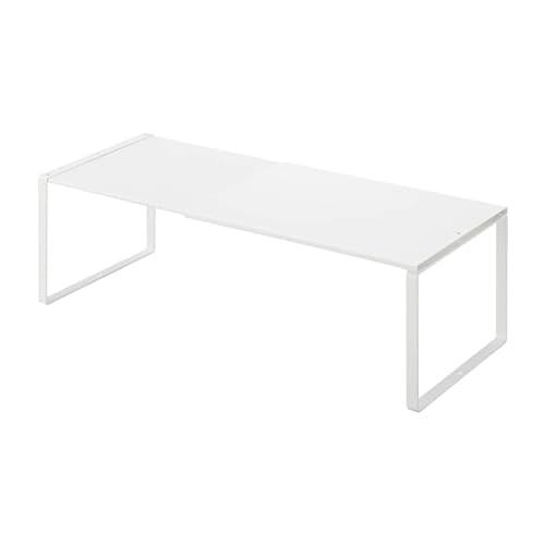 Yamazaki Extendable Storage Shelf, White, Approx. W36.5~60cm X D23cm X H18cm, Plate, Kitchen Rack, Under-Sink Storage, Extendable, Model 3829