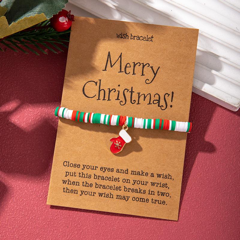 European and American Christmas popular soft pottery bracelet, elk snowman Christmas tree alloy pendant, gift jewelry