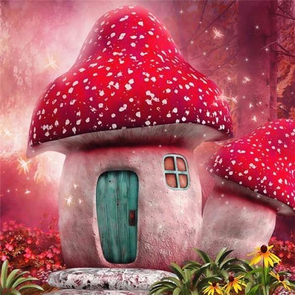 

5D DIY Алмазная картина Пейзаж Грибной дом Набор для вышивки крестом Полная квадратная вышивка Мозаика Художественная картина Декор из страз Full Round 20x30CM