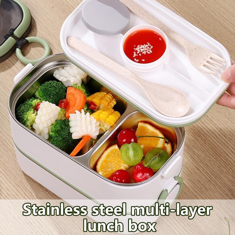 Office Ready Stainless Steel Lunch Box Large Capacity Lunch Container Set with Accessories for Work and School Meals
