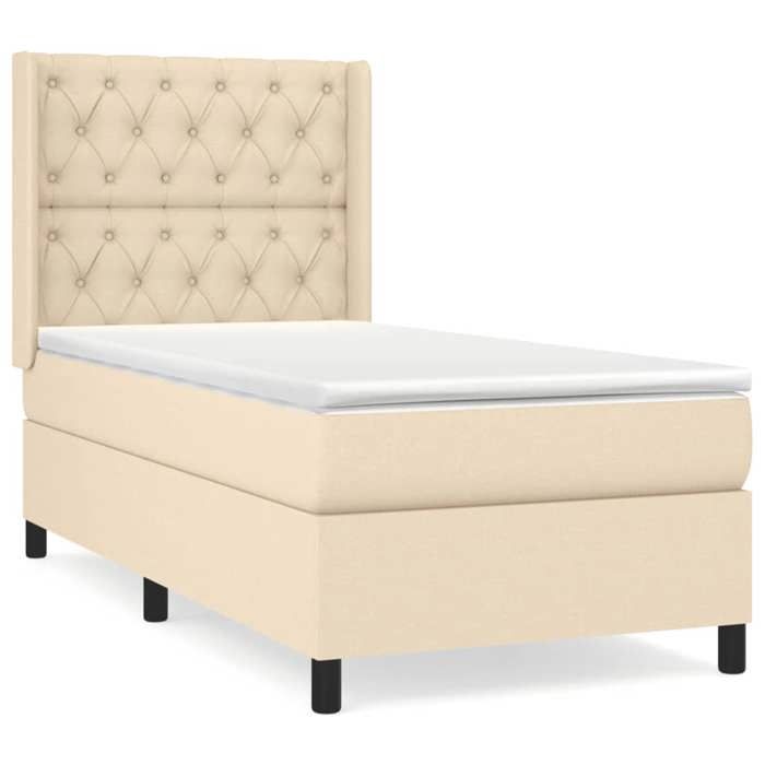 VidaXL Divan Bed with Mattress Cream 80x200 Cm Fabric - Model 3131630
