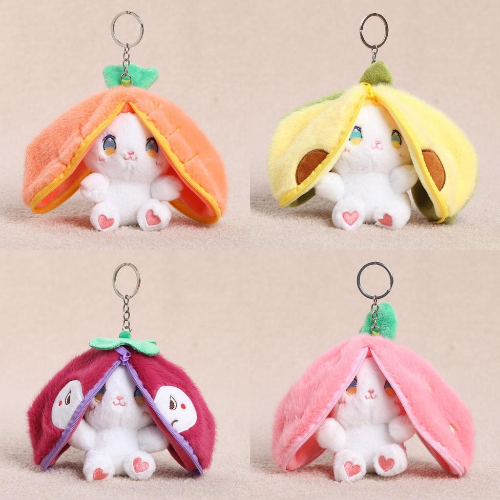 Plush Animal Keychain With Fruit Bunny Design For Girls And Kids