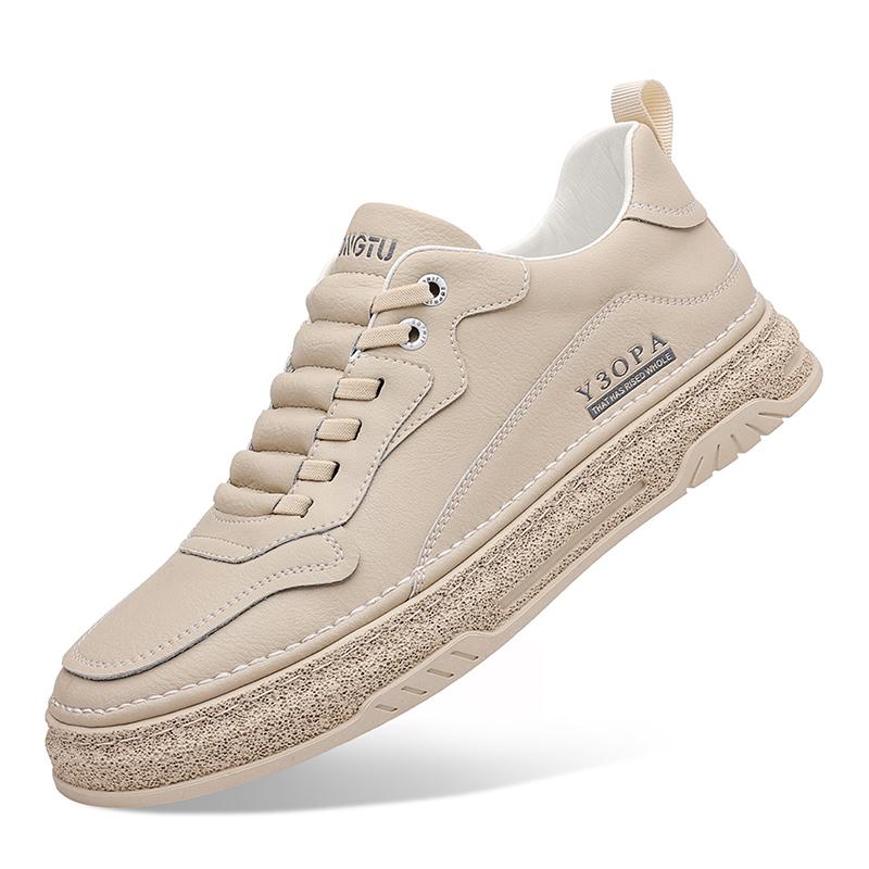 

Модные мужские новые повседневные туфли из натуральной кожи для активного отдыха, кроссовки для ходьбы, альпинизма, путешествий, оксфорды на шнуровке, удобные туфли на плоской подошве для мужчин 44 бежевый