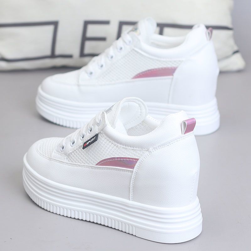 

Spring and Autumn Breathable Women s Thick-soled Inner Height CM Skinny Versatile Casual Shoes Student Board Shoes 40 рожевий