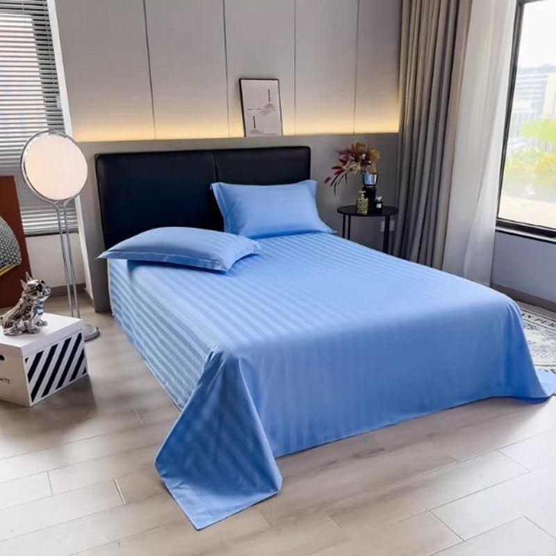 

Белый Отель Кровать и Завтрак Педикюр Простыни Пододеяльник 200*230cm (single Bed Sheets) 3cm blue satin strip