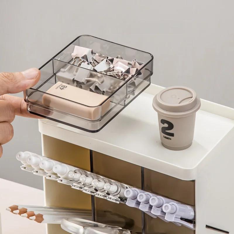 Desk Organizer Oblique Pen Holder Storage Box Office Desktop Light Luxury Plastic Multi-Function Pen Holder Student Stationery