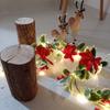 Ghirlandă Artificială Poinsettia Ghirlandă Decorativă Snur De Lumini Cu Fructe Roșii Rattan De Crăciun