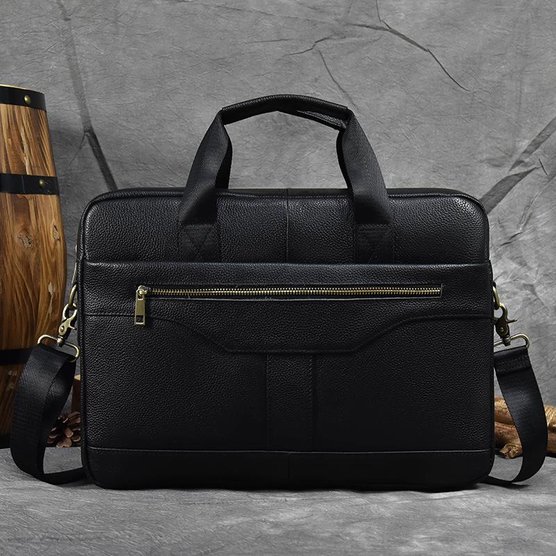 Genuine Leather Men's Fashionable Briefcase, Business Office Handbag, Top Layer Cowhide, Single Shoulder Crossbody Computer Bag