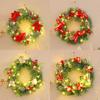 Pre-Lit Christmas Wreath for Front Door 12 Inches LED Lighted Artificial Christmas Wreath