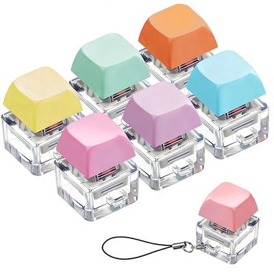 Relaxing DIY Keyboard Fidget Keychain Keys Button No Lights Finger Keyboard Caps Keycap Relief Stress Clicker Toy