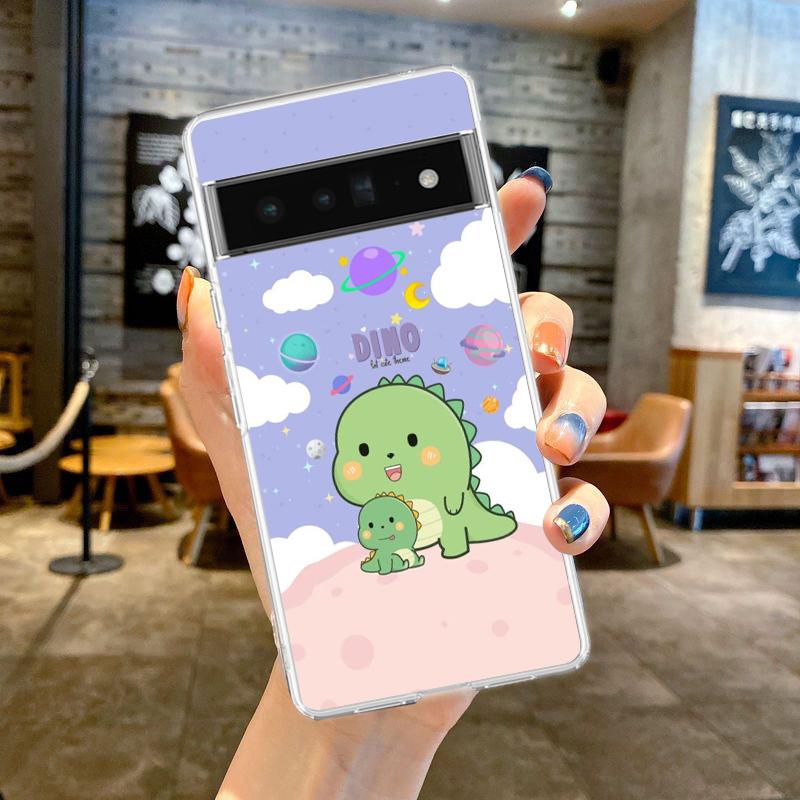 

Phone Case Cover for Google Pixel 9 8 7 6 5 4 4XL 7A 6A 5A 4A 3A Pro XL 5G Transparent Soft TPU Shell Funny Cartoon Dinosaur Bag for Pixel 8