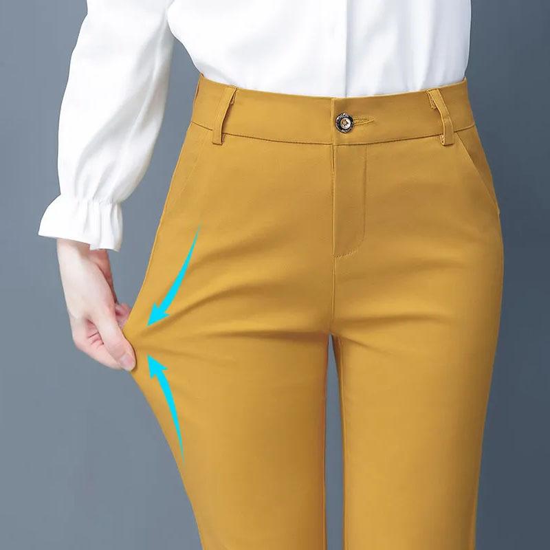 Women Ankle-length Trousers Casual Spring Office Formal Pantalon Slim Skinny High Waist Elastic Pencil Pants Plus Size