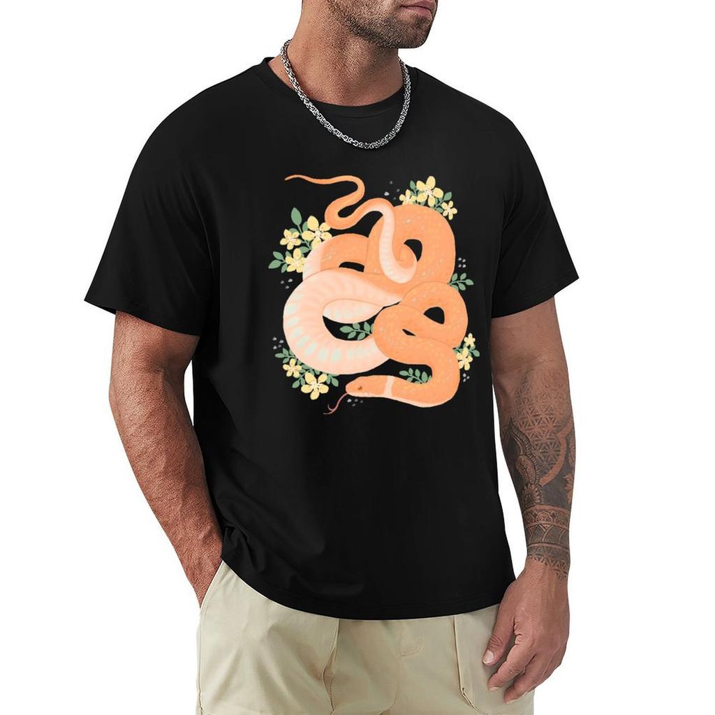 Ringnecked Snake And Yellow Flowers Tshirt Street Art Print Tee Shirt