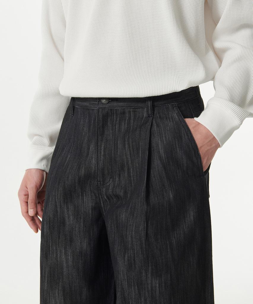 Musinsa Standard Vertical Slub Semi-Balloon Denim Pants [Black]