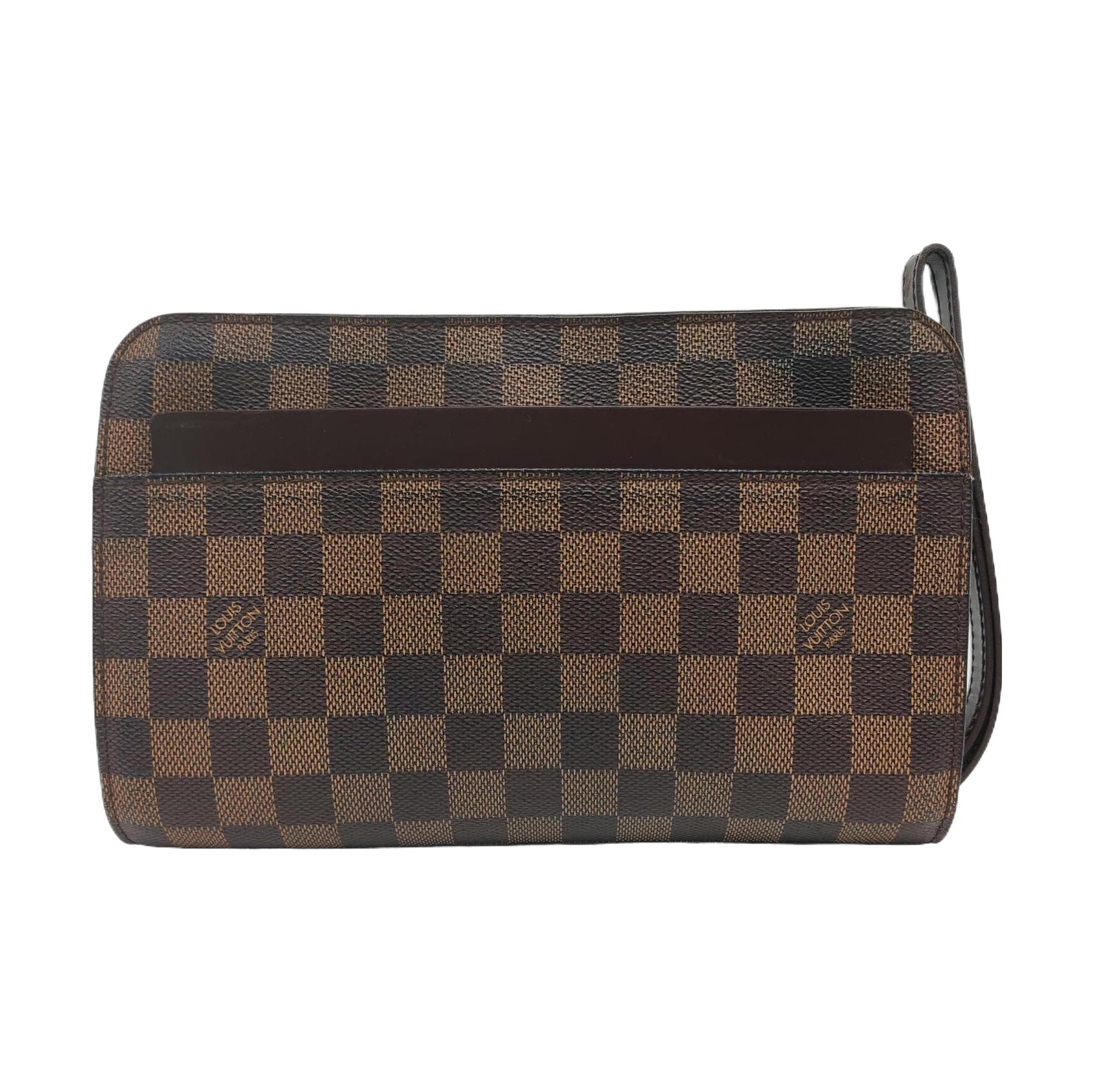 [Pre-Owned] Logo Patch Checkered Canvas Clutch - Good #R1ZZBW ONE SIZE