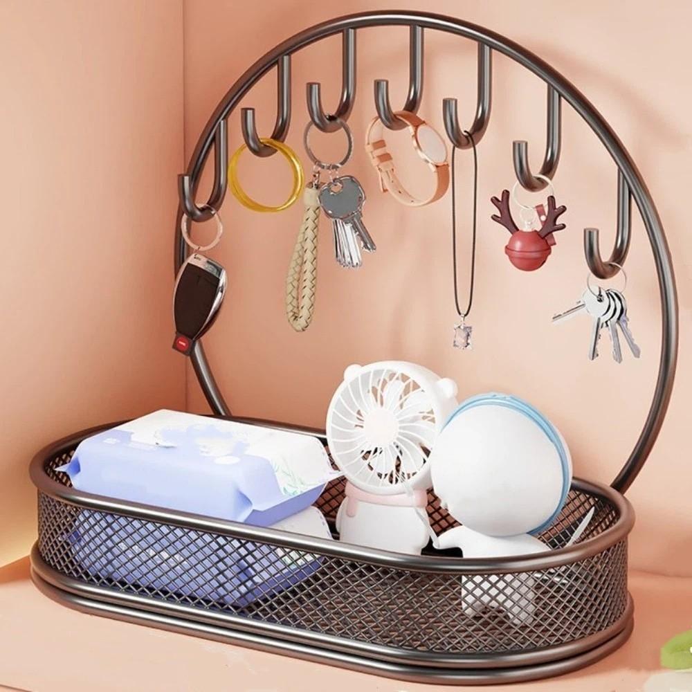 with Hooks Jewelry Display Stand Large Capacity Entryway Storage Rack  Bedroom 10.63x5.91x9.45 in чёрный