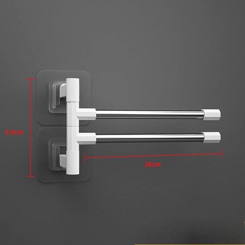 

Wall Mounted Rotatable Towel Holder Rack Bathroom Accessories Aluminum Space Saver Hanging Towel Hanger 2/4/6/8 Poles