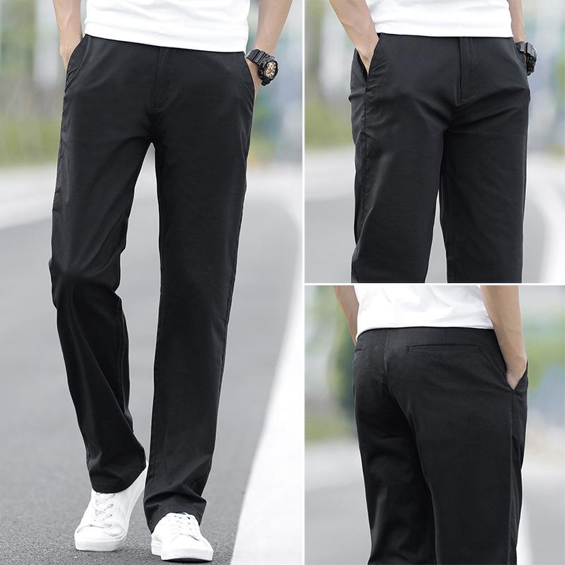 Men's Plus Size Cotton Casual Pants - Spring/Autumn 2025, Loose Straight Leg with Winter Velvet Lining