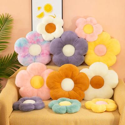 Cojín de flor de margarita pequeña, cojín de felpa con forma de flor, cojín de asiento, cojín de siesta esponjoso de conejo, cojín de respaldo