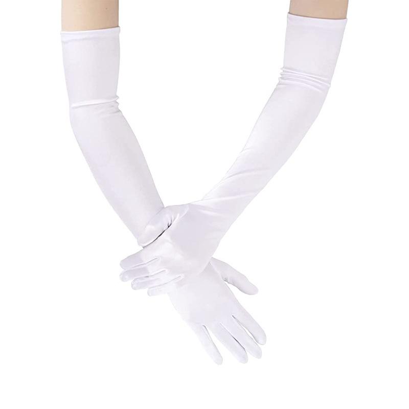 55CM Satin Lange Bühnenperformance Mehrfarbig Damen Handschuhe Ball Accessoires Cosplay Weich Glatt Einfarbig Hochelastisch