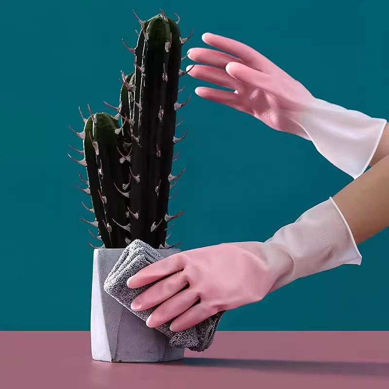 Damskie Trwałe Wodoodporne Gumowe Rękawice do Zmywania Naczyń i Czyszczenia