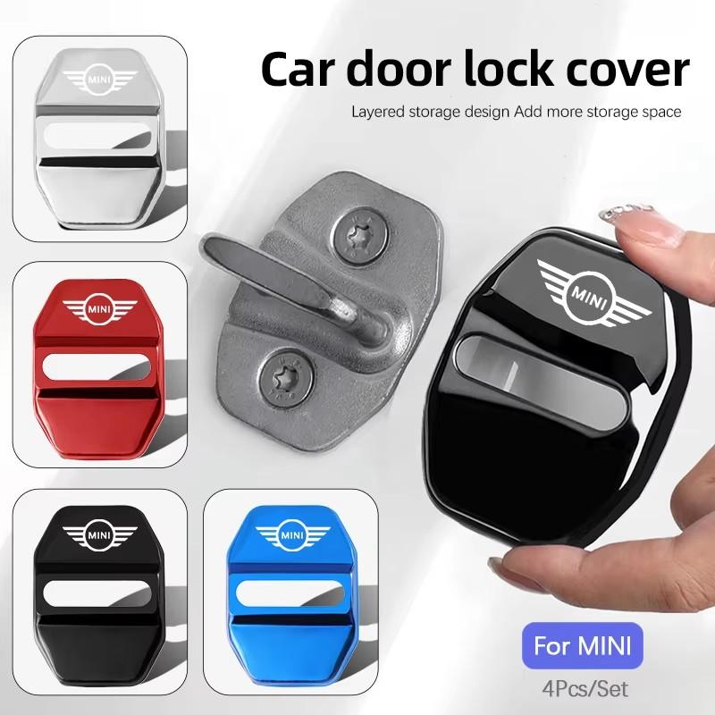 4Pcs Titanium Alloy Car Door Lock Protective Cover For MINI Cooper JCW Countryman Clubman Cabrio Paceman Coupe Roadster Clubvan