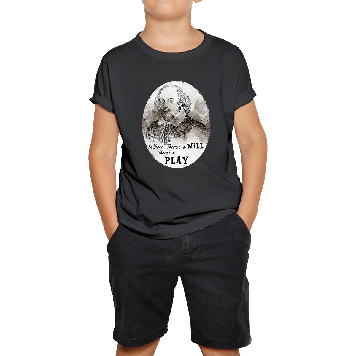 Shakespeare Shades Where There’s A Will There’s A Play National William Shakespeare Day Kids T Shirt 100