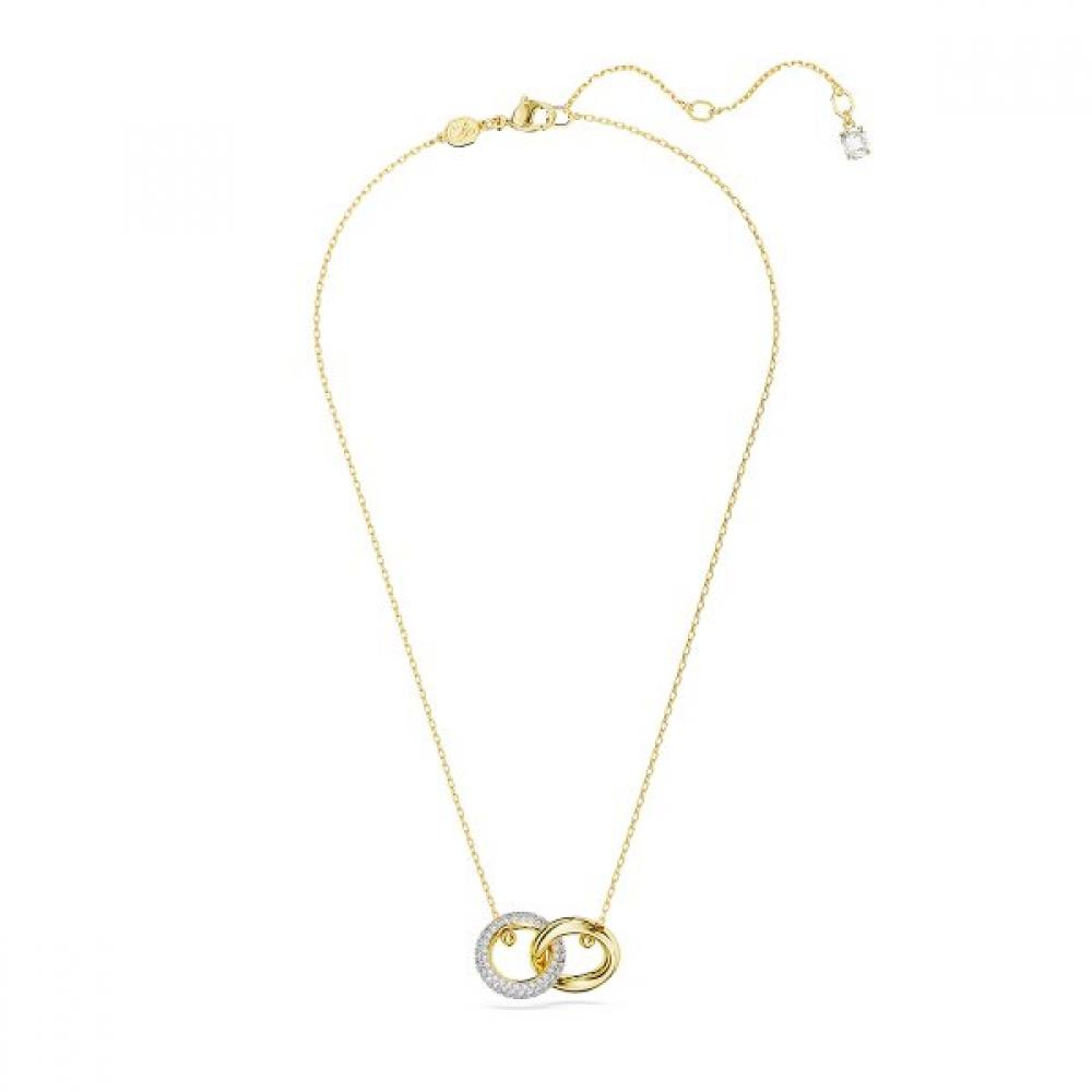 Swarovski [auth Shopping Bag Gift] Gold Tone Interlocking Loop Necklace 5668820