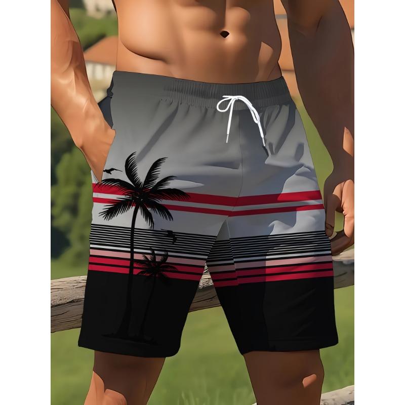 Palm Tree Tropical Men's Resort 3D Printed Board Shorts Swim Trunks Pocket Comfort Breathable Short Hawaiian Style Holiday Beach