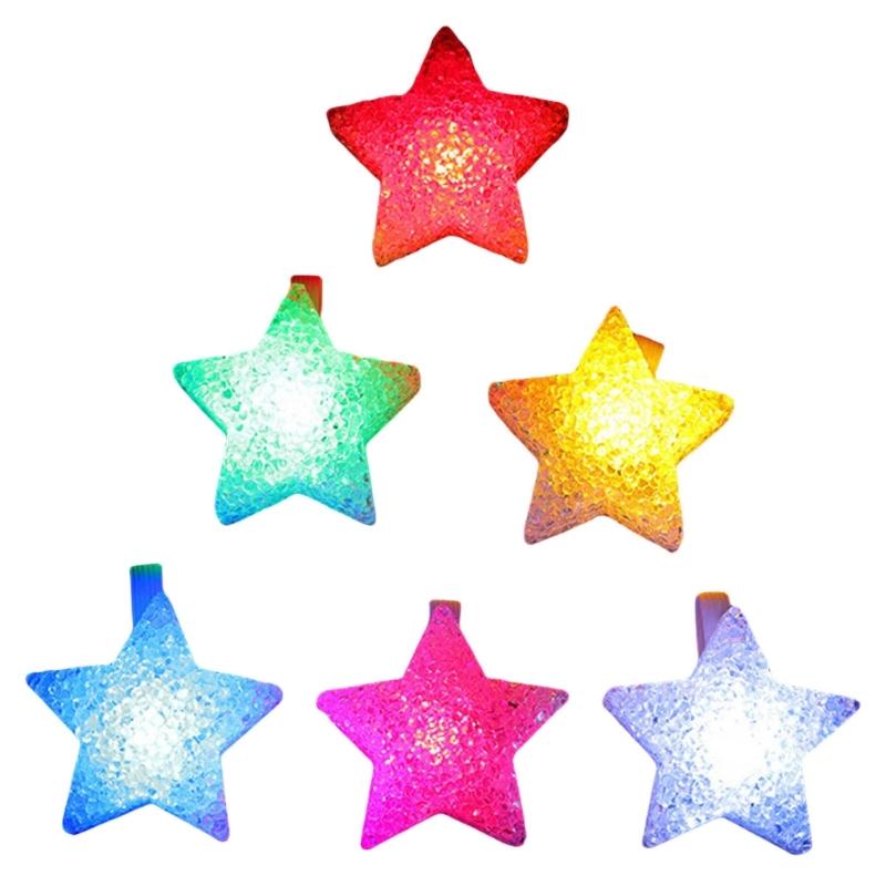 Pack of 6 Glowing Bracelets Fun Light Up Wristbands Bright LED Glowing Bracelets with Star for Kids and Adults Party Fun