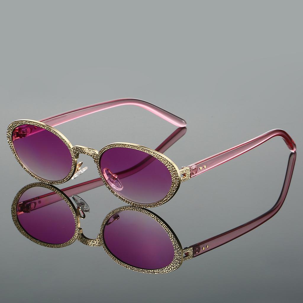 Vintage Oval Sunglasses  New In Fashion Metal Rim Gradient Shades Women Ins Trendy Stylish Brand Design Sun Glasses