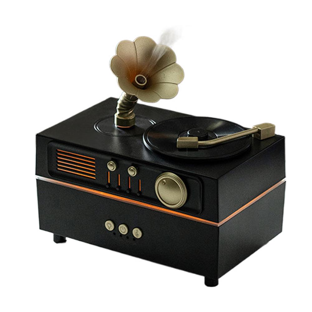 

Retro Gramophone Aromatherapy Spray Humidifier With Colorful Ambient Lighting White Noise Essemtial Oil Diffuser Home Fragrance