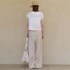 Women's Simple Solid Color Linen Pants with Double Side Pockets, Long Straight Leg, Casual Versatile Spring/Summer Wear
