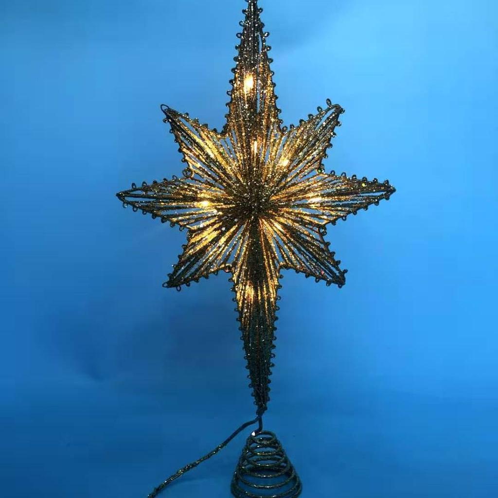 LED Glittering Rattan Wrought Iron Christmas Tree Topper Ornament