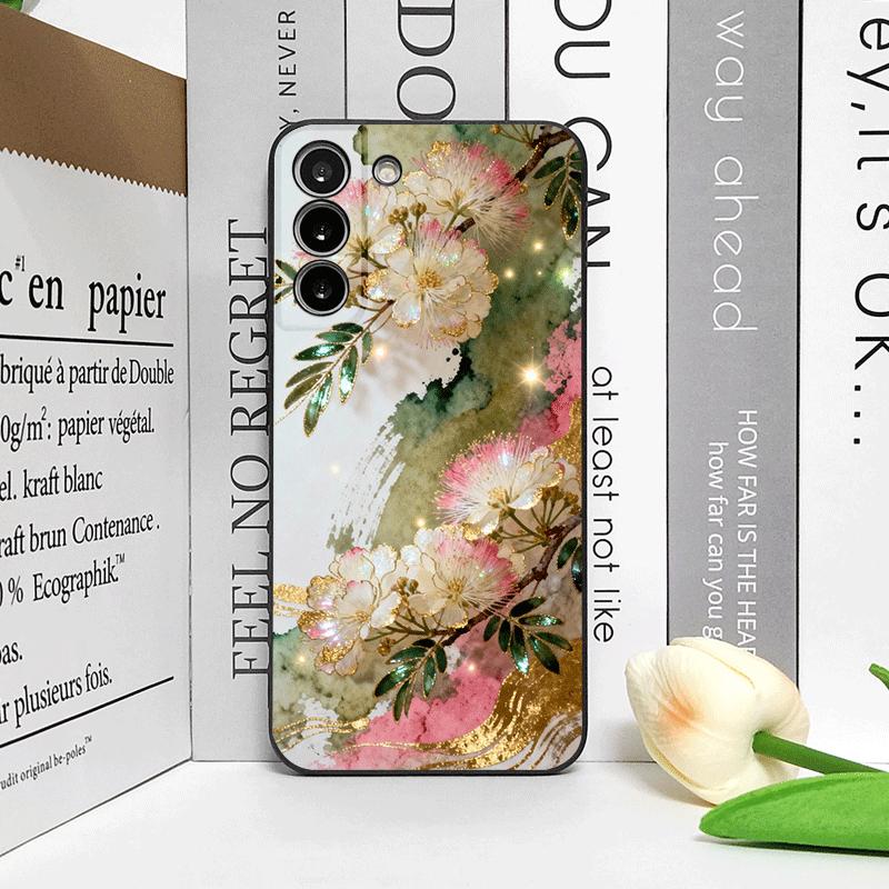 Retro Flower Hibiscus Golden Ink Painting Phone Case for OnePlus 12 13 R 11 10 9 Pro Nord 4 CE5 CE2 ACE2 ACE3 Frosted Soft Cover