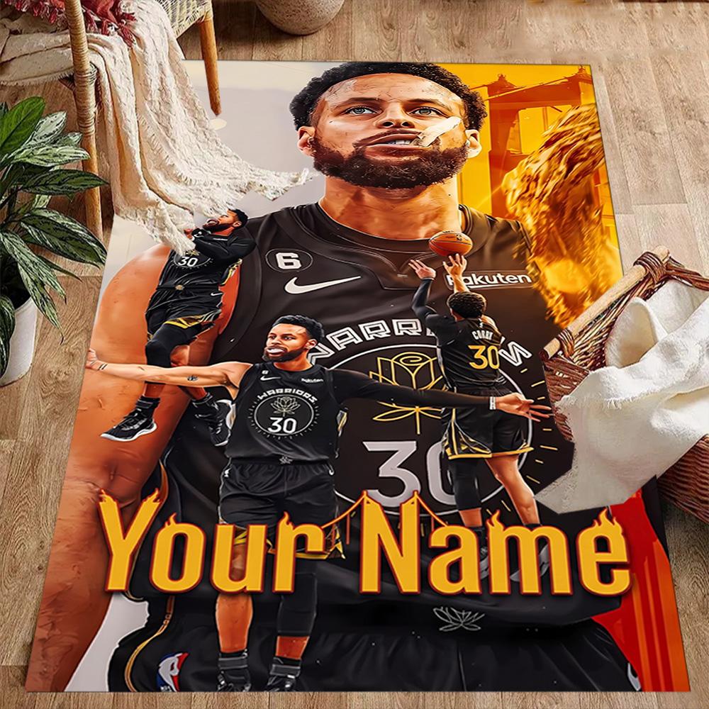 Golden State Warriors Points Celebration Customizable Name Carpet Suitable for Playrooms Kitchen Entryway Bedrooms Anti-slip Rug Anime Office Decor