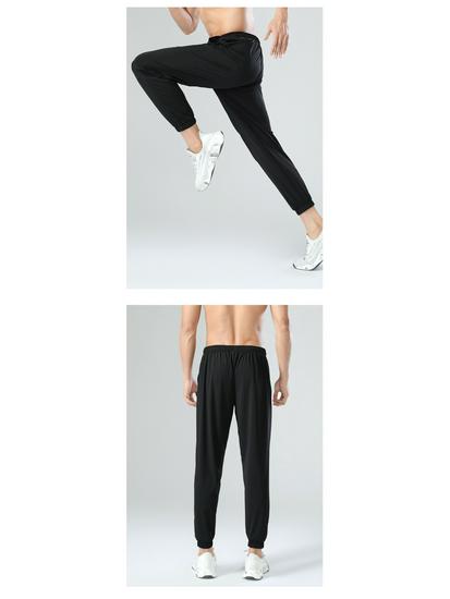 Men's Quick-Dry Nylon Ice Silk Sports Pants: Outdoor, Drapey, Cuffed, Casual, High-Elasticity Trousers.