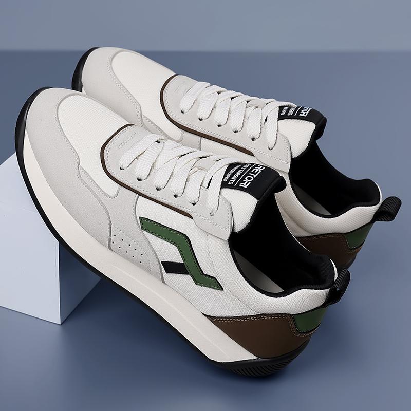 Fashion Leisure Walk Mens Casual Leather Shoes Lace Up Outdoor Sneakers Fashion Male Sports Trainers Travel Versatile Vulcanized Shoes