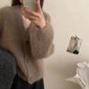 Korean-Style Faux Mink White V-Neck Fluffy Knitted Cardigan Shawl Sweater