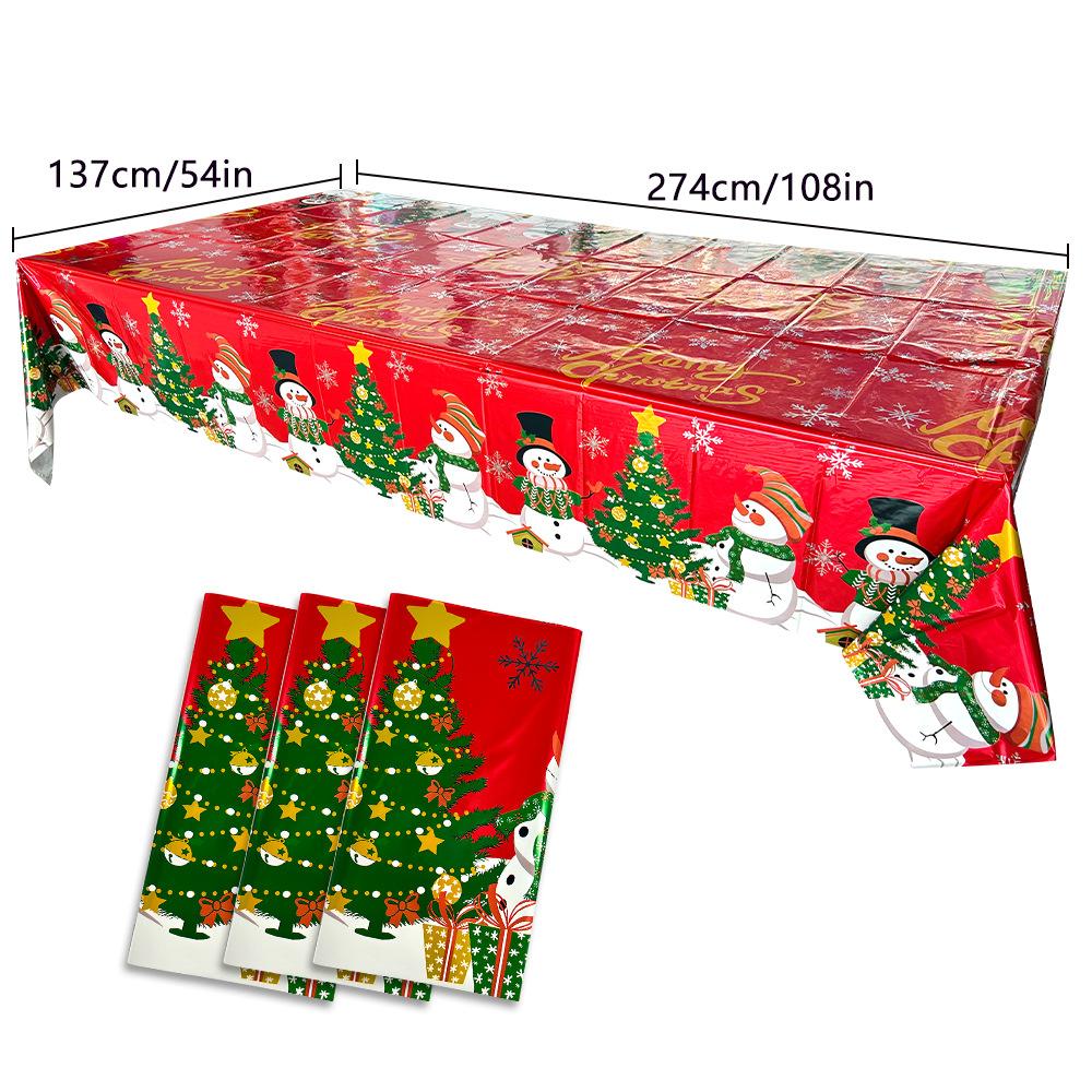 Christmas Themed Party Tablecloth, Christmas Desktop Decoration, Santa Claus Snowflake Deer Pattern Tablecloth