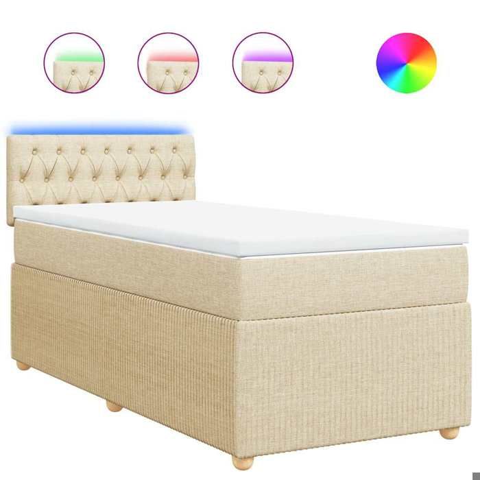 VidaXL Sommier à lattes de lit et matelas Crème 90x190 cm Tissu 3289623