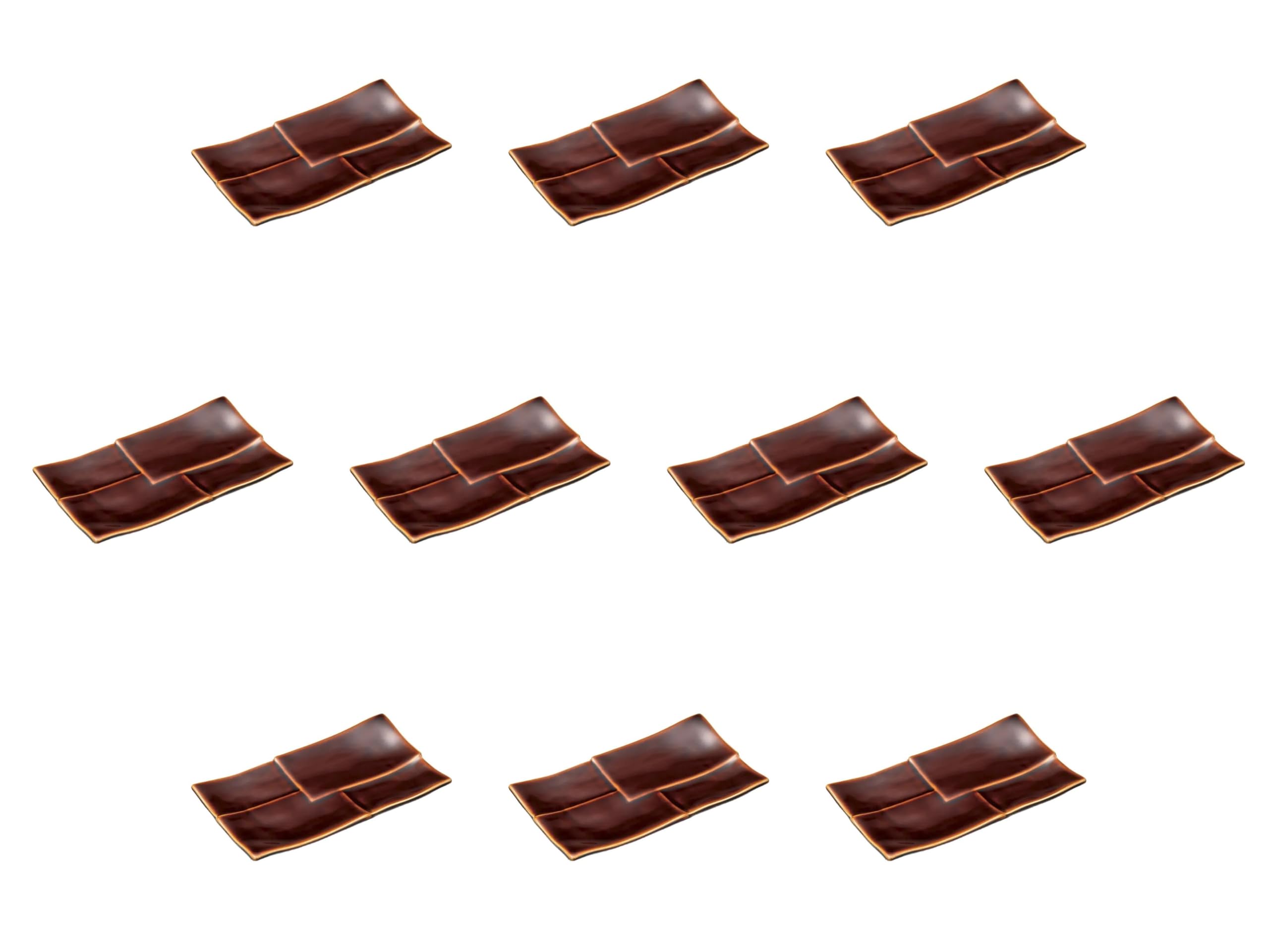

Set of 10 Caramel Checkered Yakimono Plates x 13 x Yakimono Plates Setomonohonpo [22.1 2.9 cm]