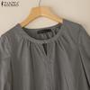 ZANZEA Women Casual Round Neck Summer Short Sleeve Cotton Blouse