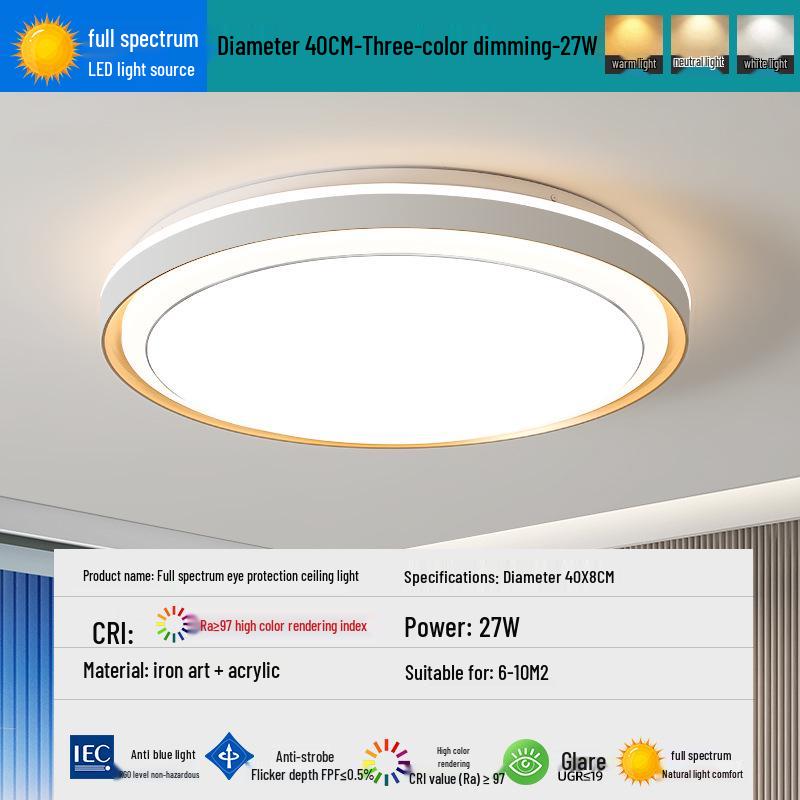 2025 LED Eye-Protecting Full Spectrum Ceiling Light for Bedroom and Living Room - Modern and Simple Design