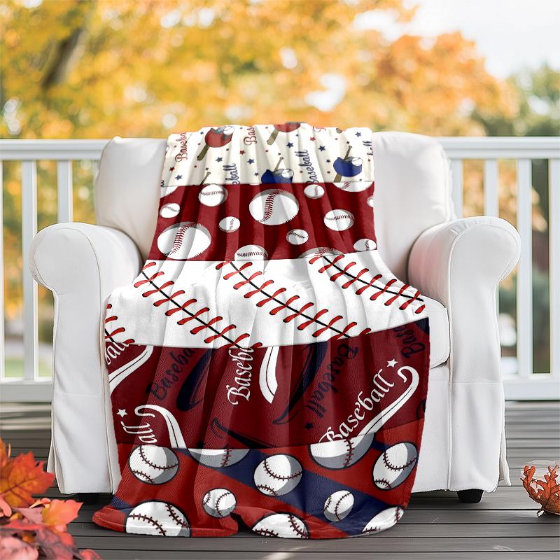 Baseball Theme Printed Blanket - Perfect for Couch, Bed, Travel & Outdoor Use | Machine Washable, Cozy & Durable.