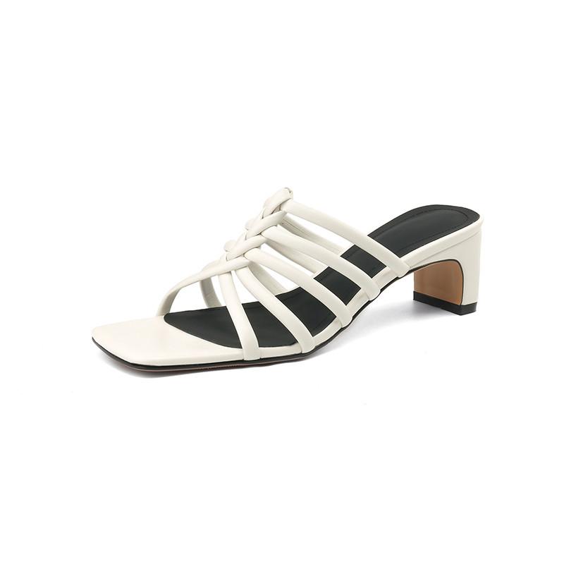 Fashion New Summer Slippers Open-toe Slippers for Women Fashion Square Toe High Heels Ladies Shoes Gladiator Shoes Slippers Sandals