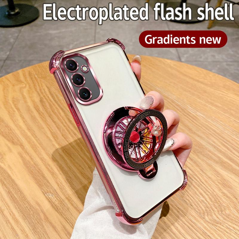 Shockproof Rotate Gyro Holder Magnetic Case on for Motorola Moto G24 G14 G34 G84 G54 G04 G53 E14 G52 G82 G10 Bracket Clear Cover