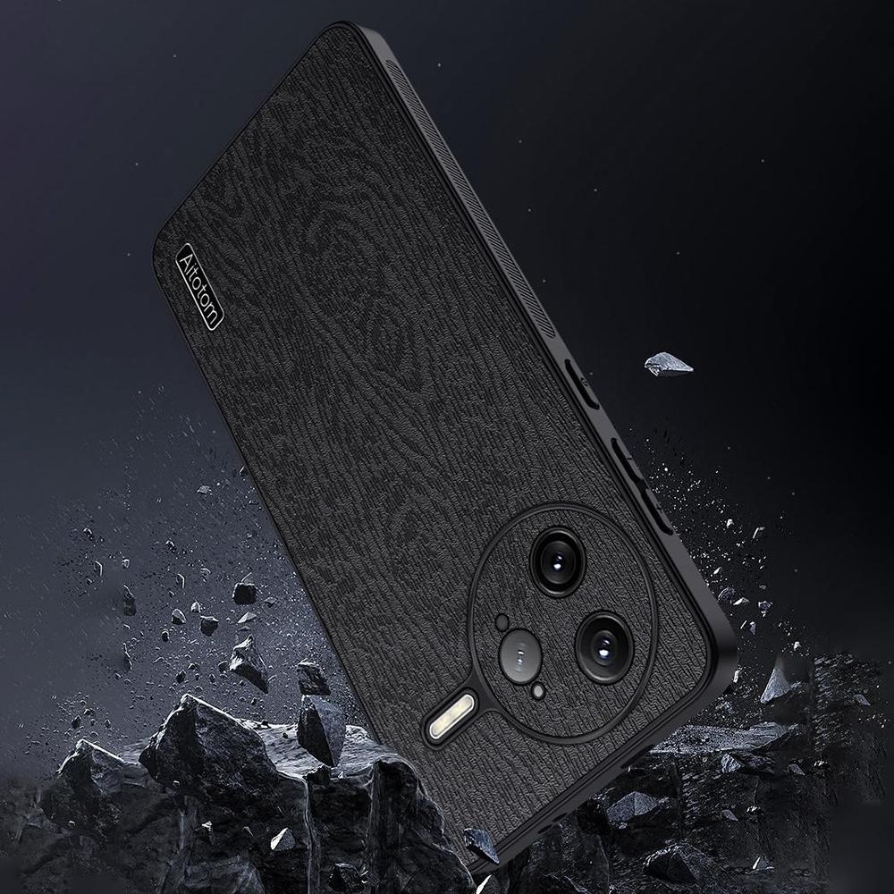 For Xiaomi Poco F7 Ultra 5G/Redmi K80 Pro 5G Case Wood Texture PU Leather Coated PC TPU Phone Cover