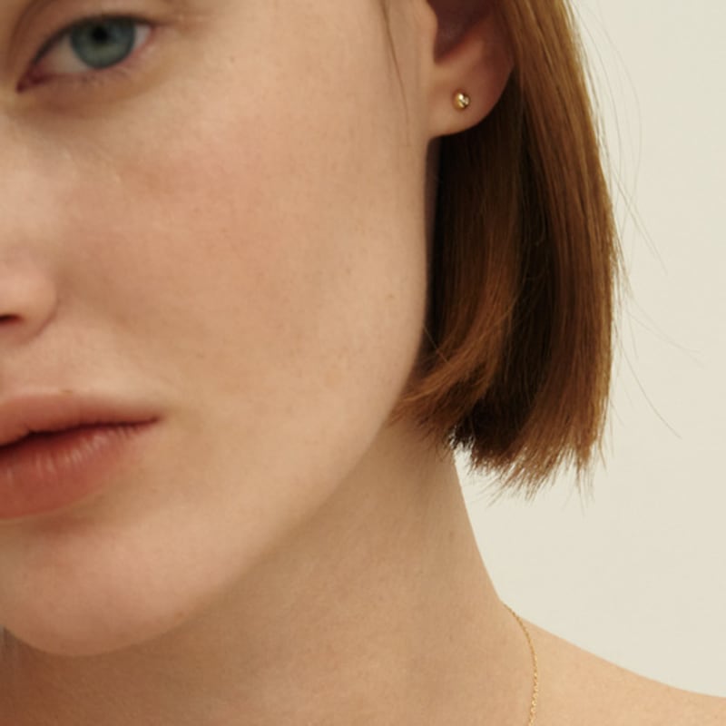 LUNNE 14k Diamond Sphere Ball Earrings (14k Gold) #LCE02